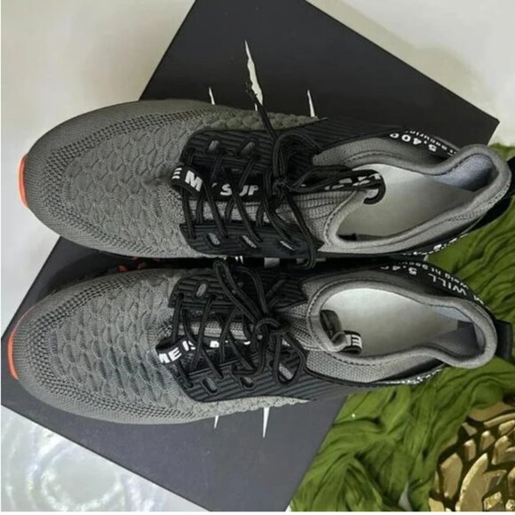 Men’s Grey Black Running Sneakers with Orange Sole – Sporty Lightweight Shoes - Picture 3 of 6